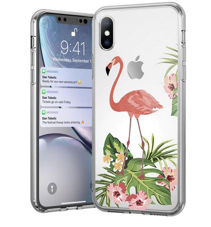 coque transparente iphone flamant rose fleurs