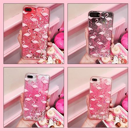 coque transparente iphone flamant rose qui brille