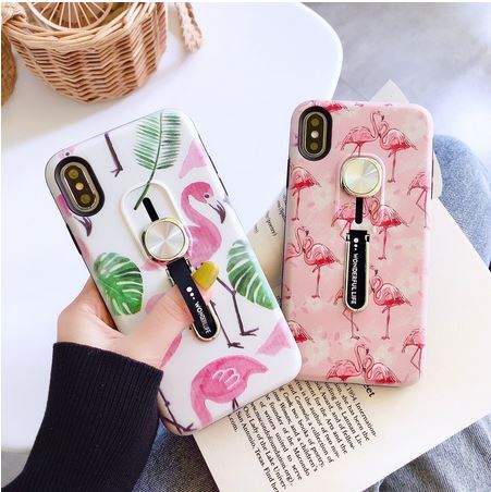 coque tendance iphone pas chere avec flamant rose et anneau