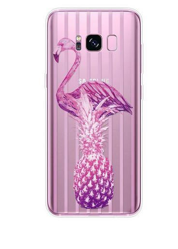 coque pour samsung galaxy flamant rose et ananas