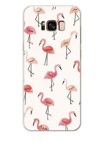 coque fine et transparente avec flamant rose pour samsung