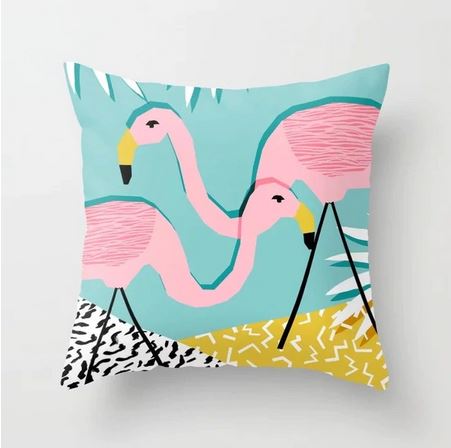 coussin avec flamant rose bebe