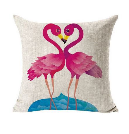 housse de coussin avec flamant rose amoureux