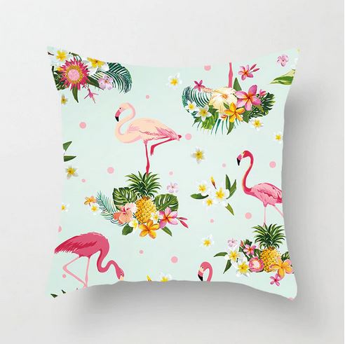 housse de coussin flamant rose avec ananas