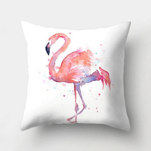 belle housse de coussin flamant rose blanc