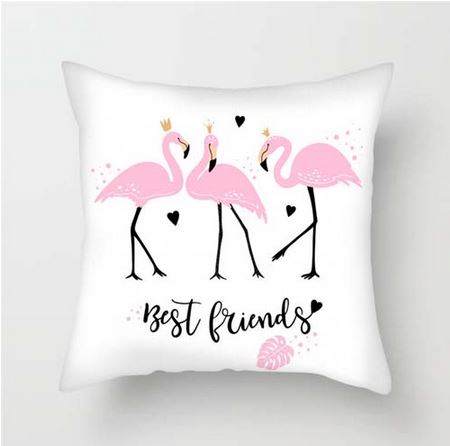 coussin avec petit flamant rose meilleures amies