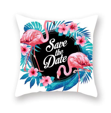 Coussin Flamant Rose Blanc & Bleu