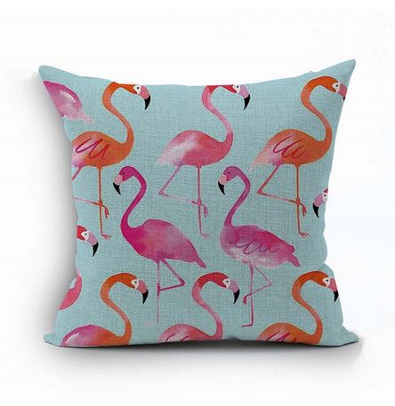Coussin Flamant Rose Bleu Ciel