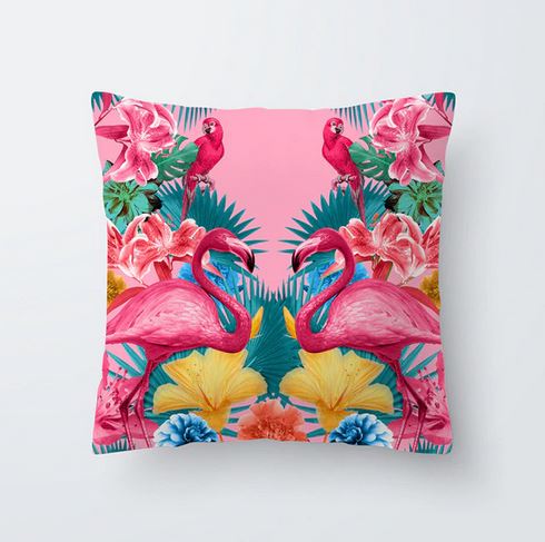 coussin avec flamant rose caraibes antilles floride