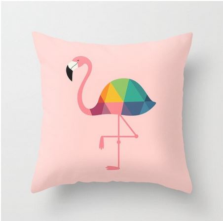 coussin avec flamant rose rigolo