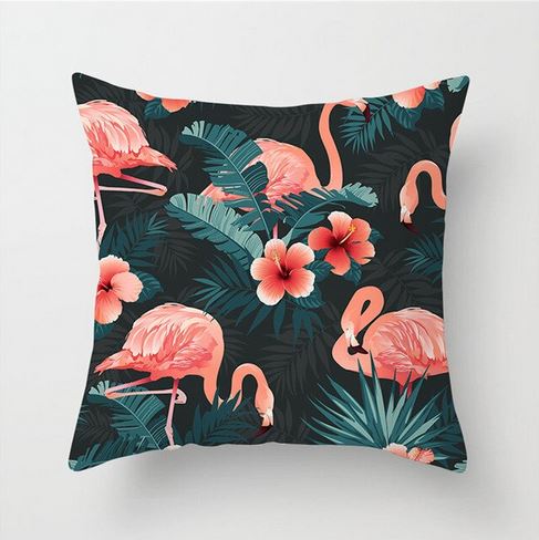 belle housse de coussin flamant rose bleu canard