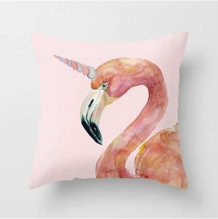coussin flamant rose en licorne
