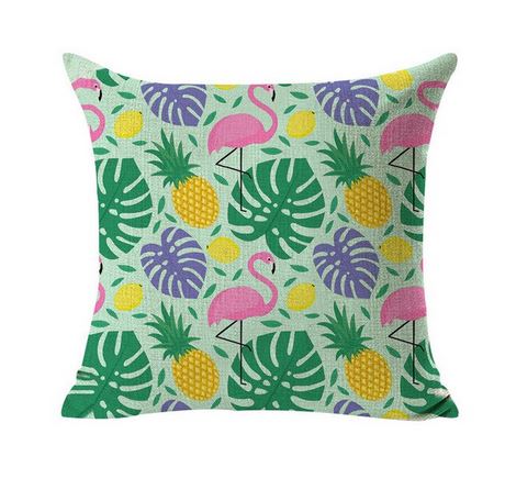 coussin flamant rose coloré ananas feuilles
