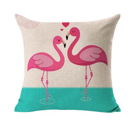 coussin avec flamant rose amoureux dans l'eau