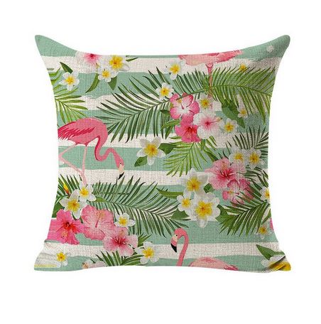 coussin flamant rose printanier frais fleuri