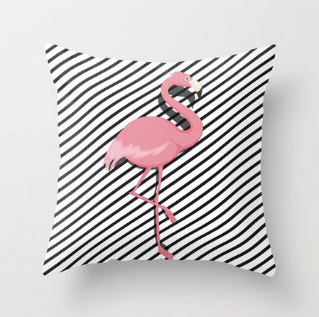 coussin flamant rose trompe l'oeil