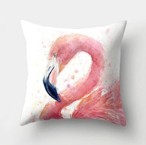 belle housse de coussin avec flamant rose détaille