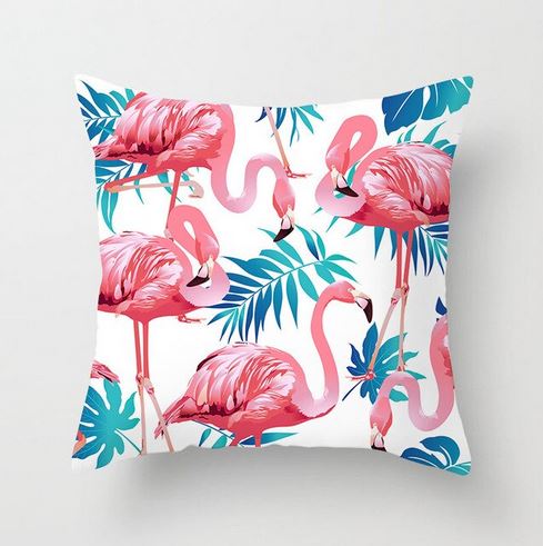 flamant rose sur housse de coussin