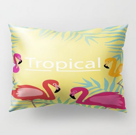 Coussin Flamant Rose Décor Tropical