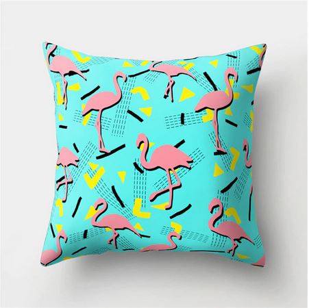 coussin flamant rose moderne bleu