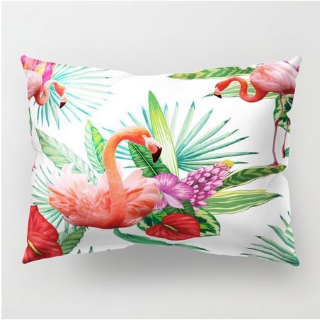 belle housse de coussin flamant rose tropical