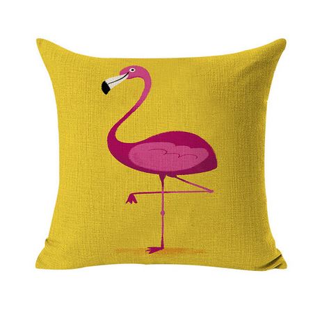 housse de coussin jaune avec flamant rose