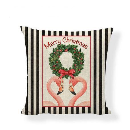 housse de coussin pour deco noel flamant rose