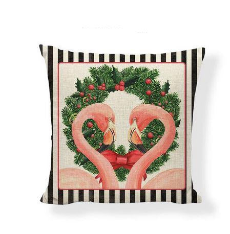 coussin pour noel flamant rose