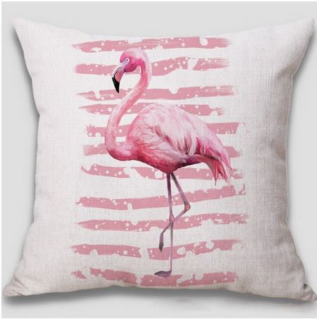 housse de coussin flamant rose rayé rose
