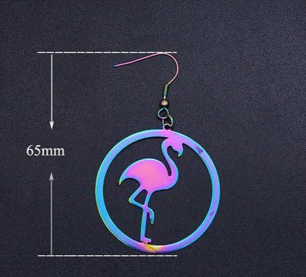 boucles d'oreilles creole flamant rose multicolore