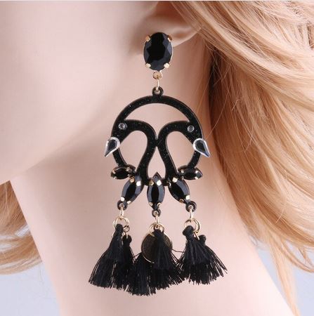 boucles d'oreilles creole noire flamant rose