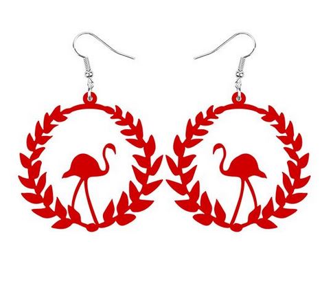 boucles d'oreilles rondes flamant rose tendance