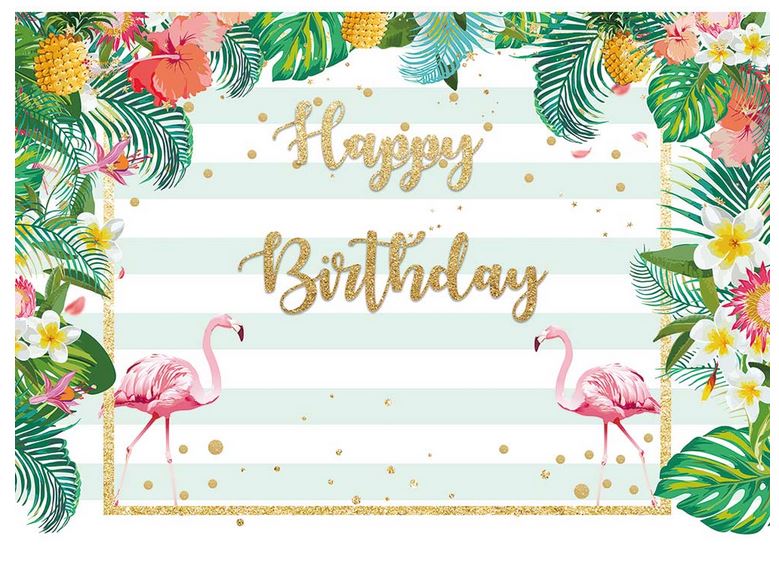 arrière plan deco anniversaire flamant rose ananas