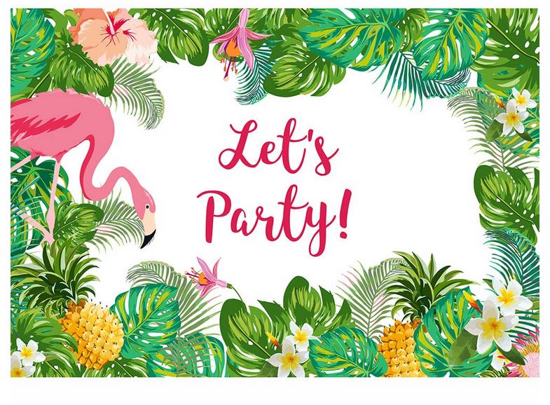 arriere plan accueil déco flamant rose ananas blanc