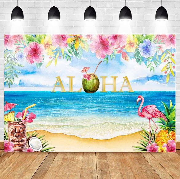 Décor Arrière Plan Flamant Rose Aloha photo