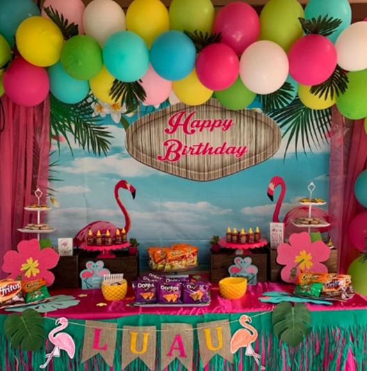 Décor Arrière Plan Flamant Rose Mer fete anniversaire enfant adulte