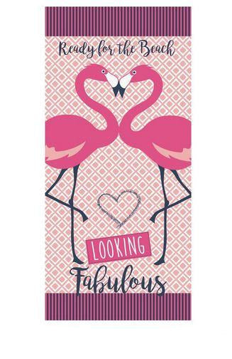 drap de plage eponge flamant rose