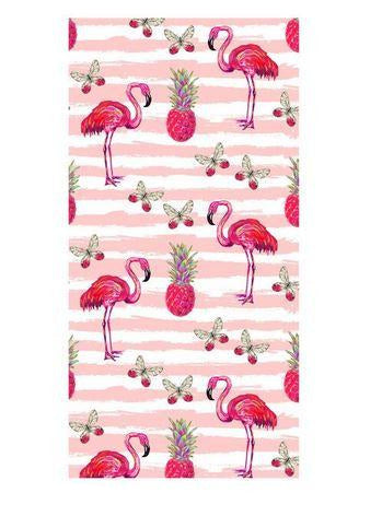 serviette de plage flamant rose avec ananas