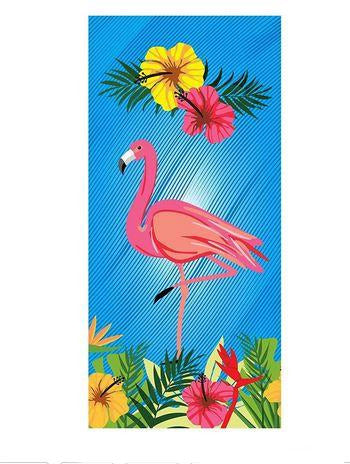 belle serviette de plage piscine flamant rose decor tropical