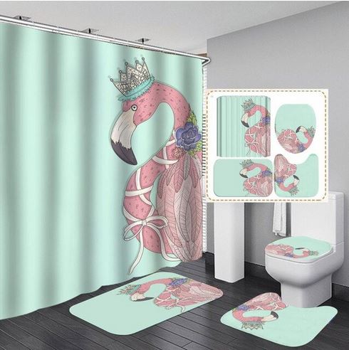 rideau de douche flamant rose princesse