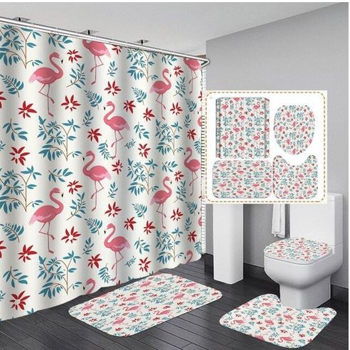 lot pour salle de bain flamant rose