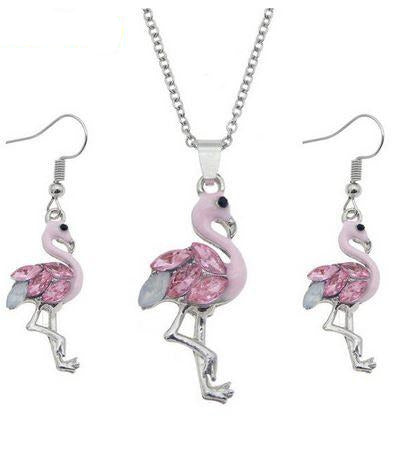 parure de bijoux flamant rose pas cher