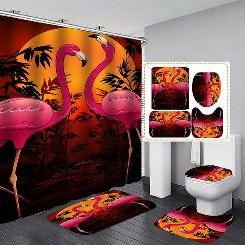 coucher de soleil flamant rose salle de bain