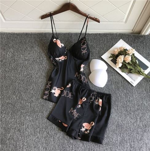 caraco noir short sexy flamant rose nuit