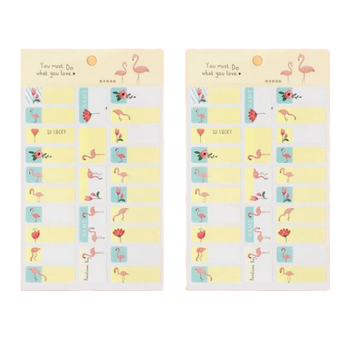 etiquettes autocollantes stickers flamant rose cahier ecole