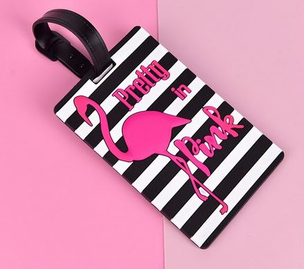 etiquette pour valise flamant rose