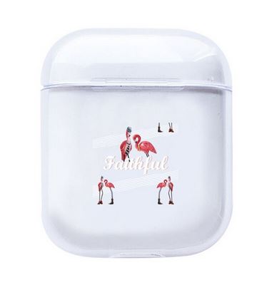 etui silicone pour chargeur airpods iphone flamant rose