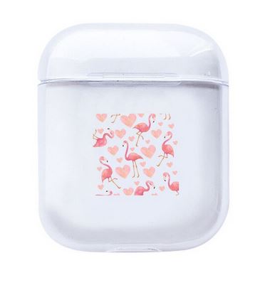 etui silicone pour chargeur airpods flamant rose coeur