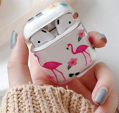 etui pour chargeur airpods avec flamant rose
