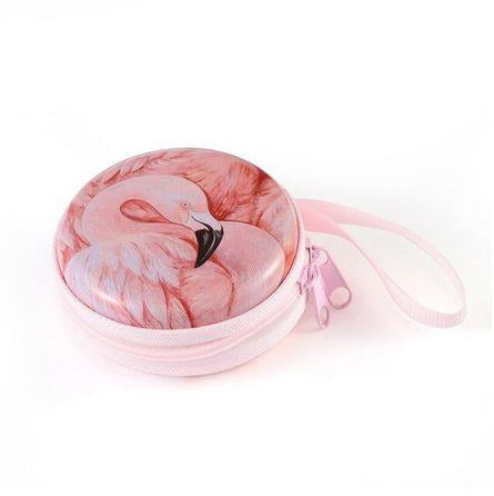 etui pour ecouteur filaire flamant rose